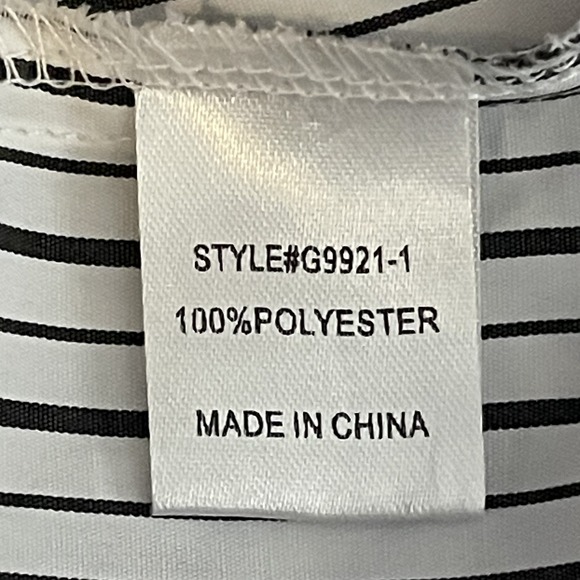 Jodifl Black White Striped Ruffle Cap Sleeve Blouse Top Medium - Picture 7 of 9